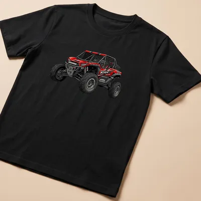 Illustration of a Kawasaki Teryx KRX UTV with 'Teryx KRX Baja Spec' text in red and black.