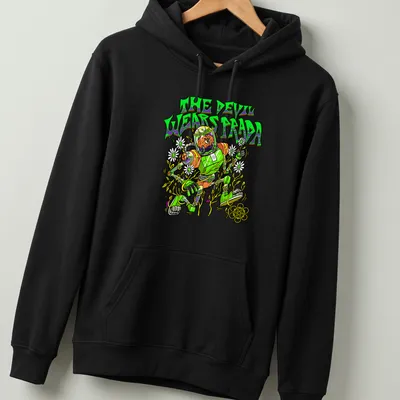 Cartoon character in a space suit with vibrant colors and humorous text — printed on a unisex hoodie