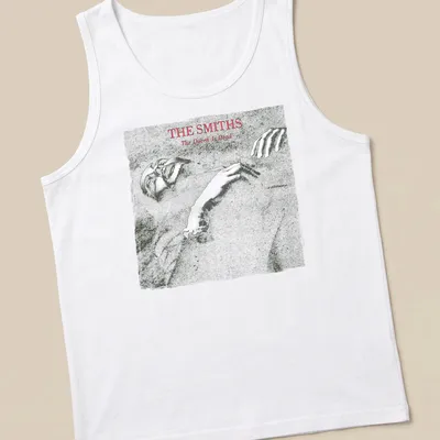 Vintage The Smiths album cover tee featuring black, white, and red colors — printed on a tank top