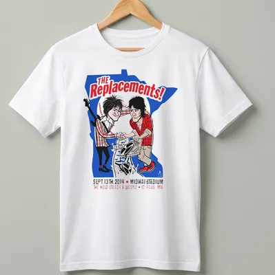 Cartoonish concert tee featuring The Replacements with vibrant colors. — printed on a unisex t-shirt