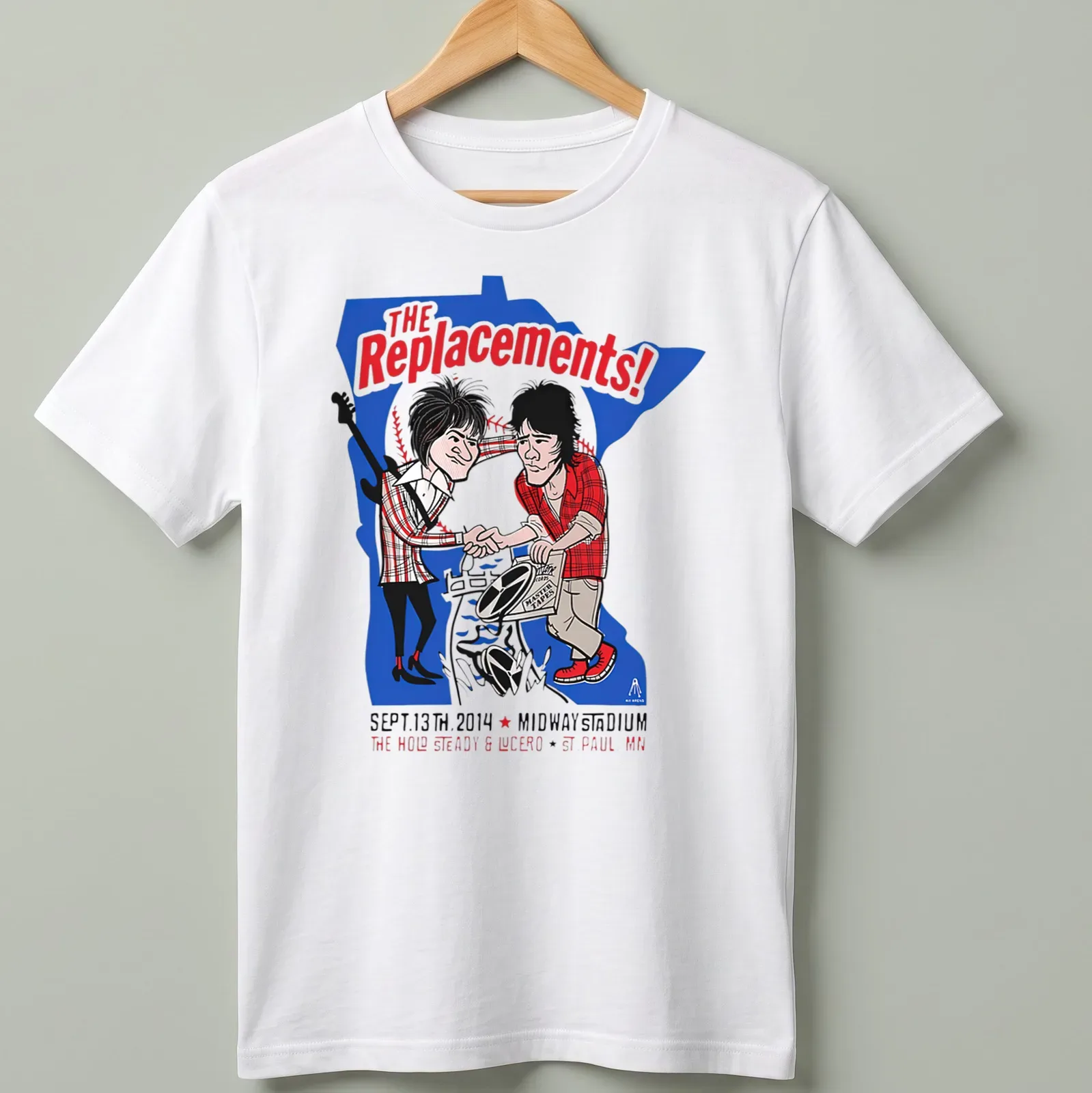 Cartoonish concert tee featuring The Replacements with vibrant colors. — printed on a unisex t-shirt