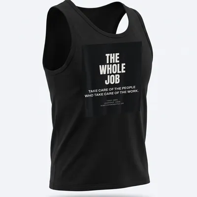 Bold typography featuring leadership coaching message on — printed on a tank top