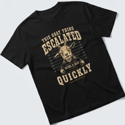 Vintage distressed t-shirt with humorous goat graphic and text
