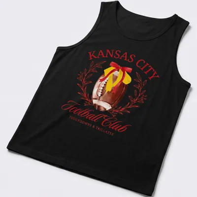 Kansas City Football Club t-shirt featuring a football and watercolor text design — printed on a tank top