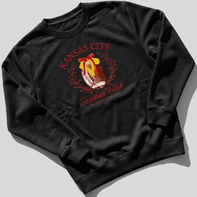 Kansas City Football Club t-shirt featuring a football and watercolor text design — printed on a unisex sweatshirt
