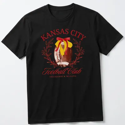 Kansas City Football Club t-shirt featuring a football and watercolor text design