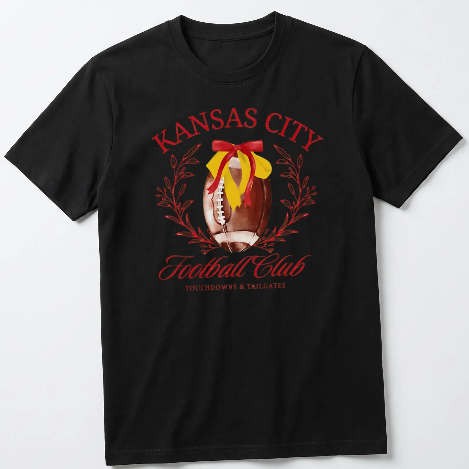 Kansas City Football Club t-shirt featuring a football and watercolor text design — printed on a unisex t-shirt