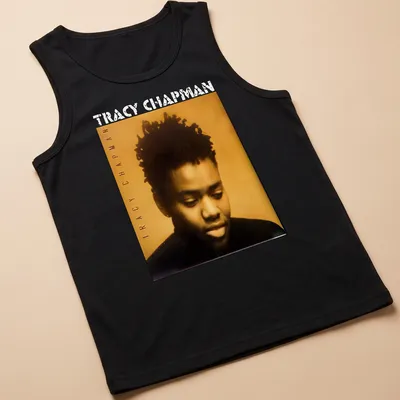 Vintage-style t-shirt featuring Tracy Chapman's name in bold lettering — printed on a tank top