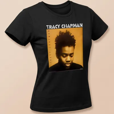 Vintage-style t-shirt featuring Tracy Chapman's name in bold lettering — printed on a women's shirt