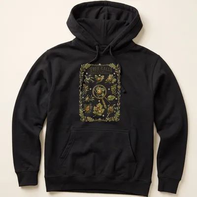 Botanical illustration of tree galls on a nature guide — printed on a unisex hoodie