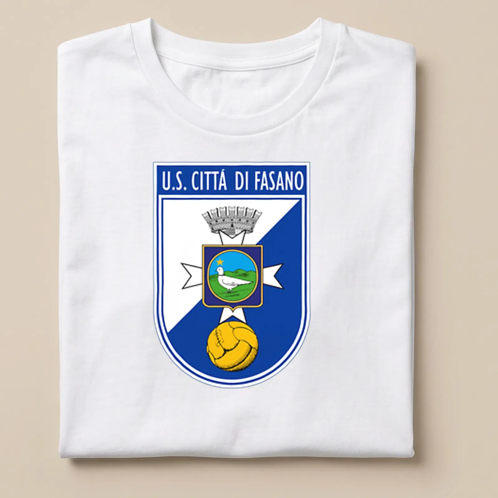 Emblematic U.S. Città di Fasano football club badge — printed on a unisex t-shirt