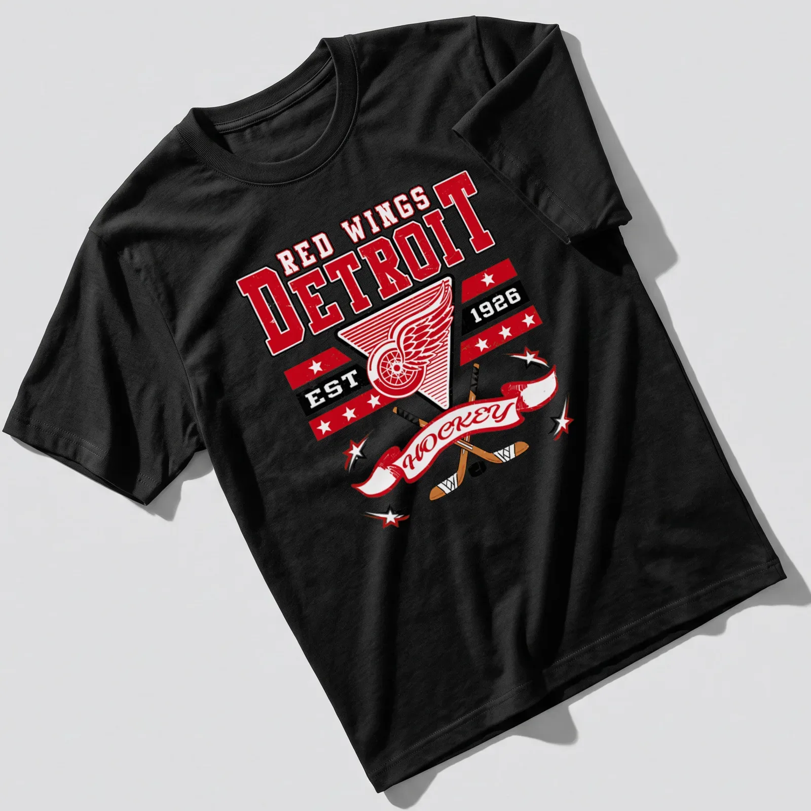Vintage-style hockey emblem t-shirt celebrating the sport's history from 1926 — printed on a unisex t-shirt