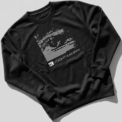 Minimalist Voight Kampf t-shirt featuring bold black and white typography — printed on a unisex sweatshirt