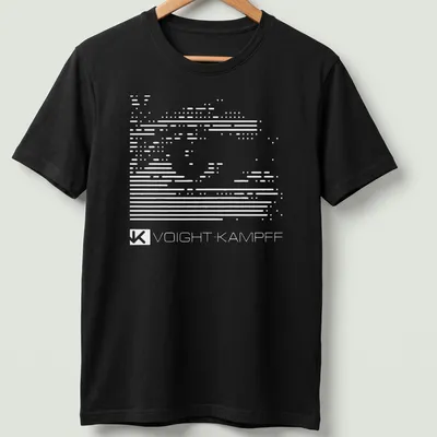 Minimalist Voight Kampf t-shirt featuring bold black and white typography — printed on a unisex t-shirt