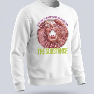 Distressed t-shirt featuring a screaming face and text about appreciation of experience — printed on a unisex sweatshirt