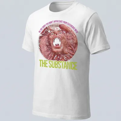 Distressed t-shirt featuring a screaming face and text about appreciation of experience