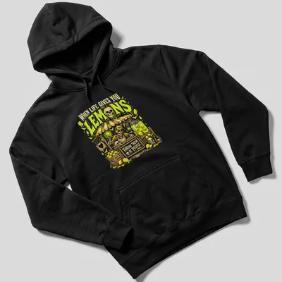 Vintage cartoon of a lemon skeleton with humorous text about lemons — printed on a unisex hoodie