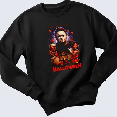 Vintage horror shirt featuring Michael Myers with bold text about Halloween. — printed on a unisex sweatshirt