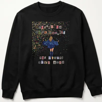 Colorful confetti design with sparkly text: You're On Your Own, Kid — printed on a unisex sweatshirt